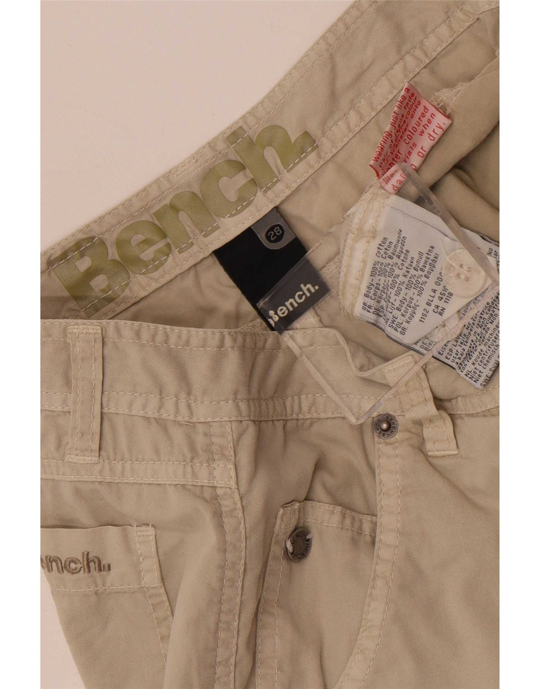 Pantaloncini chino da uomo Bench W28 piccoli in cotone beige