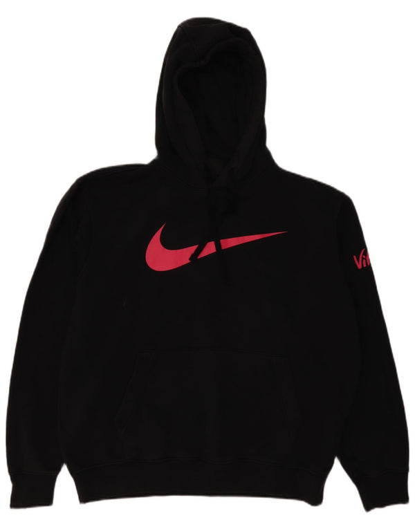 Felpa con cappuccio oversize grafica Nike da donna UK 14 cotone nero medio