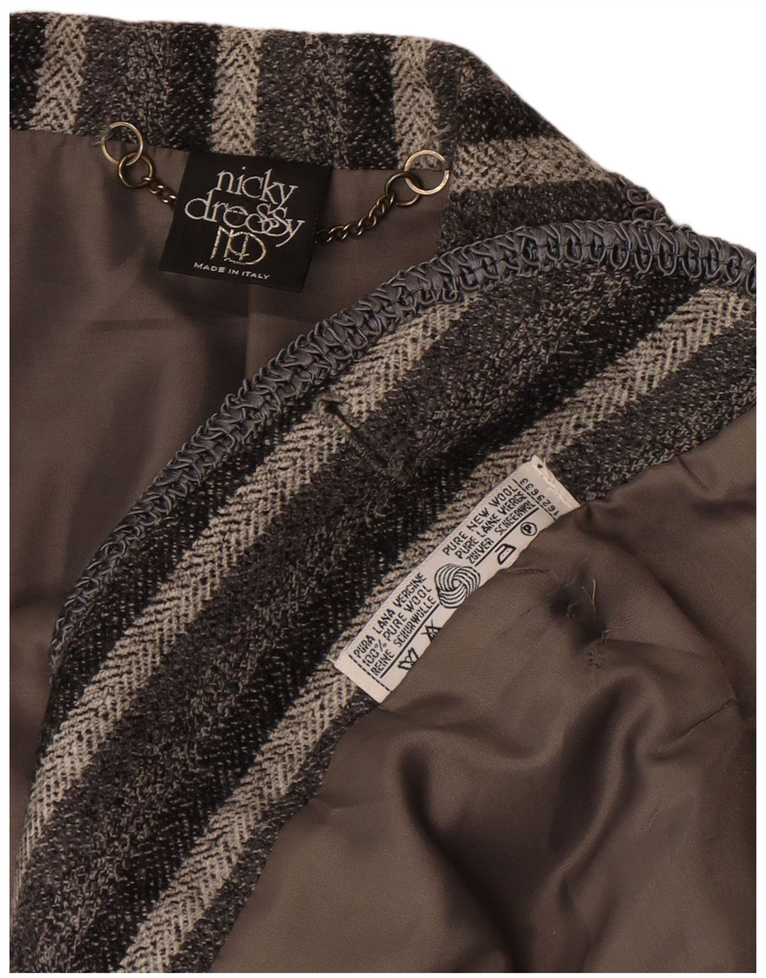 Giacca blazer doppiopetto vintage da donna UK 12 a righe grigio medio