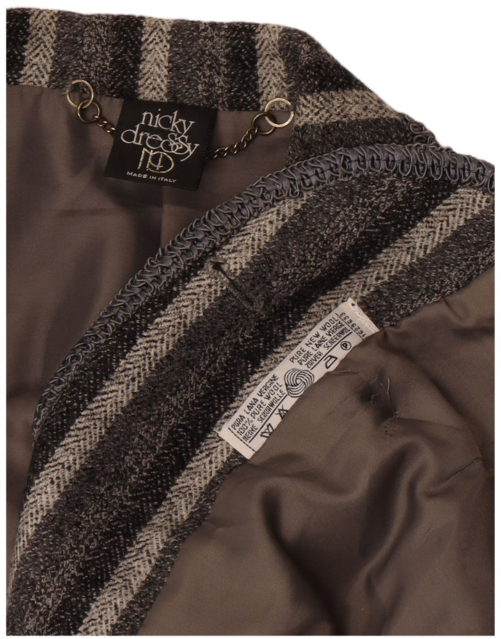 Giacca blazer doppiopetto vintage da donna UK 12 a righe grigio medio