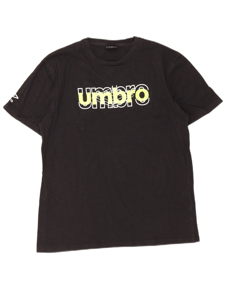T-shirt grafica da uomo Umbro Top in cotone nero medio