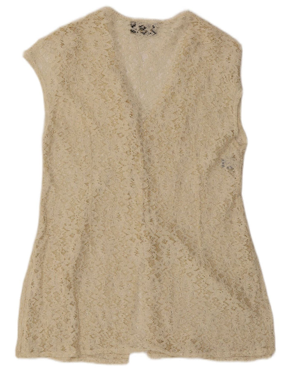 LA SIRENETTA Camicia senza maniche da donna Camicetta UK 14 Viscosa bianco sporco medio