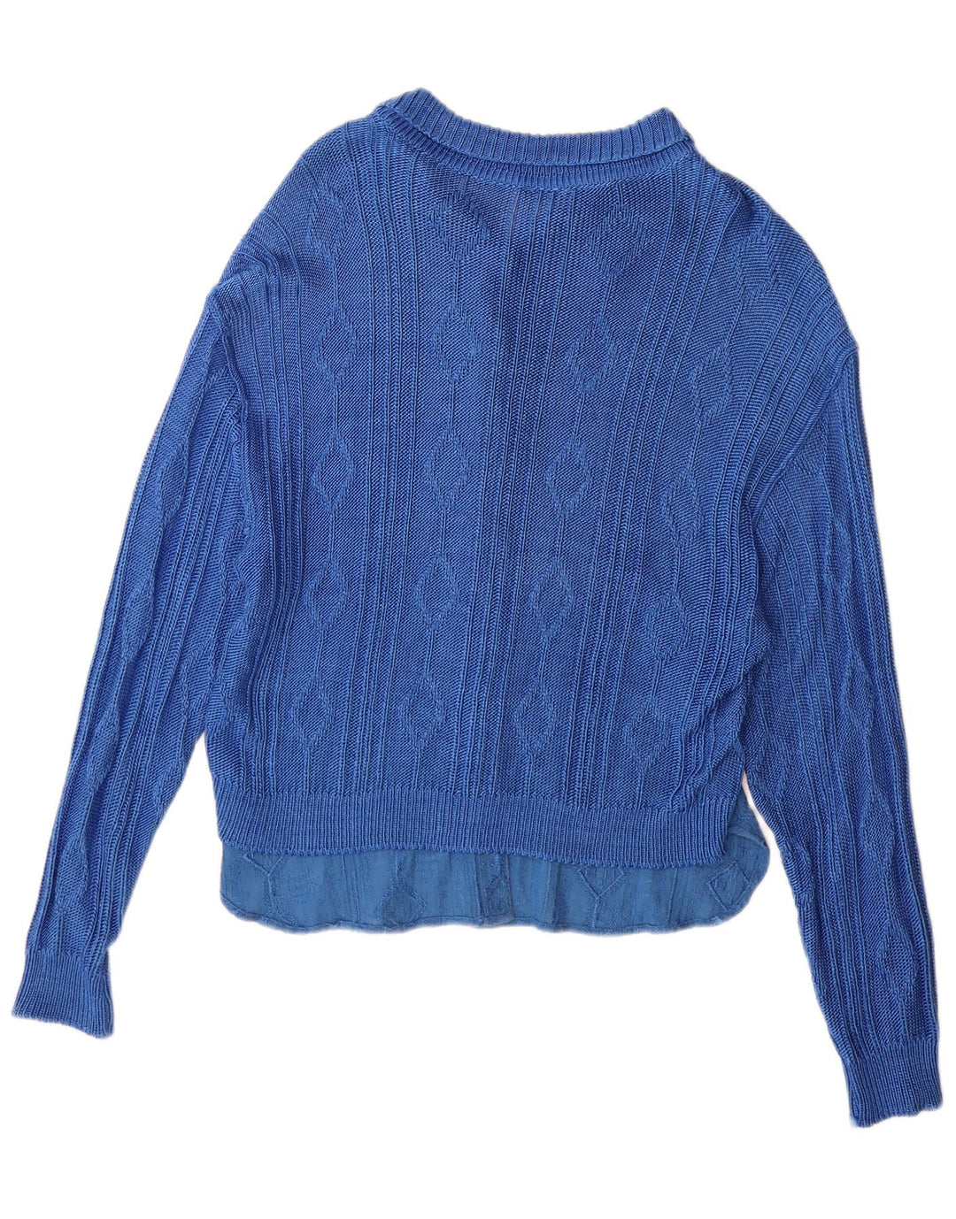 Maglione cardigan da donna vintage IT 44 Viscosa geometrica blu medio