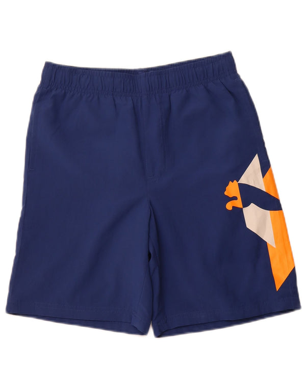 Pantaloncini sportivi con grafica PUMA da bambino 11-12 anni in poliestere blu navy