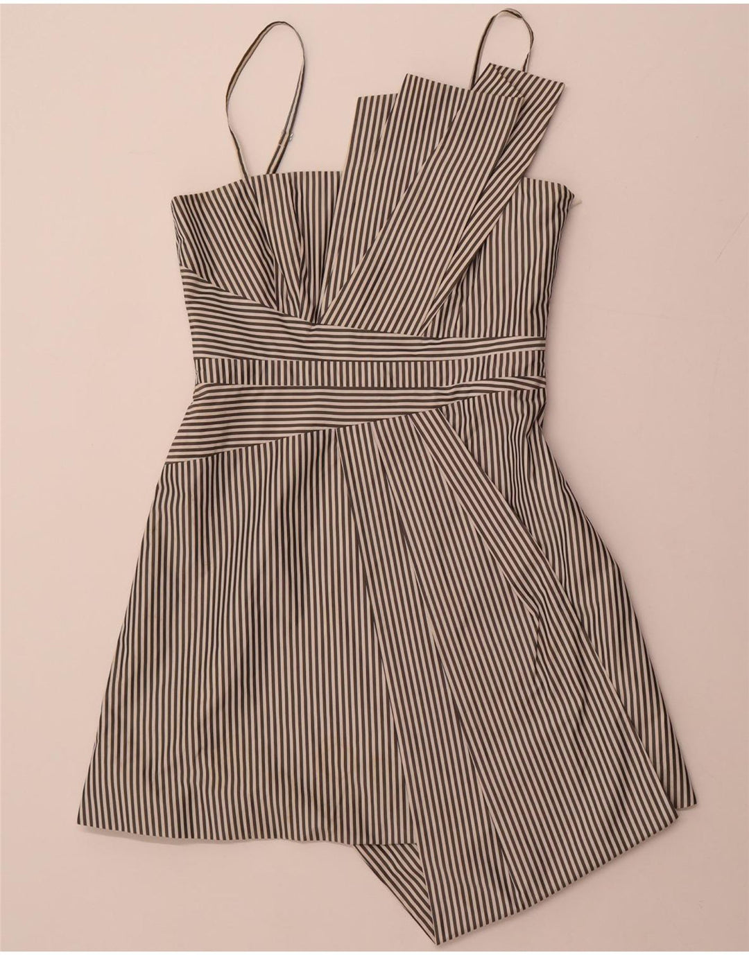 KAREN MILLEN Abito asimmetrico a trapezio da donna UK 12 medio nero a righe