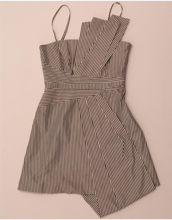 KAREN MILLEN Abito asimmetrico a trapezio da donna UK 12 medio nero a righe