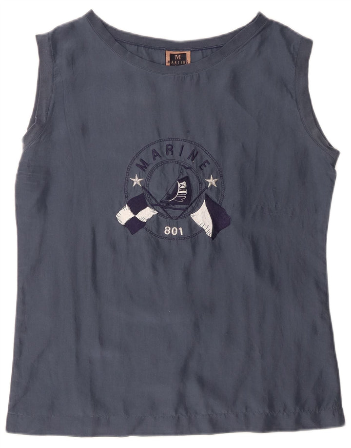 Camicetta senza maniche con grafica da donna Martin's IT 42 Seta blu navy media