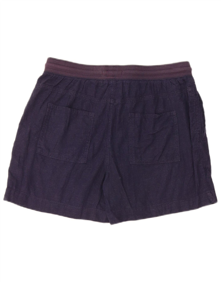 Pantaloncini chino da donna Marks & Spencer UK 12 medi W32 lino blu navy
