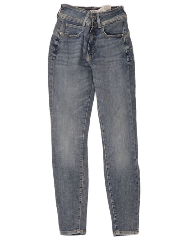 Jeans skinny da donna a vita alta Guess W26 L28 cotone blu