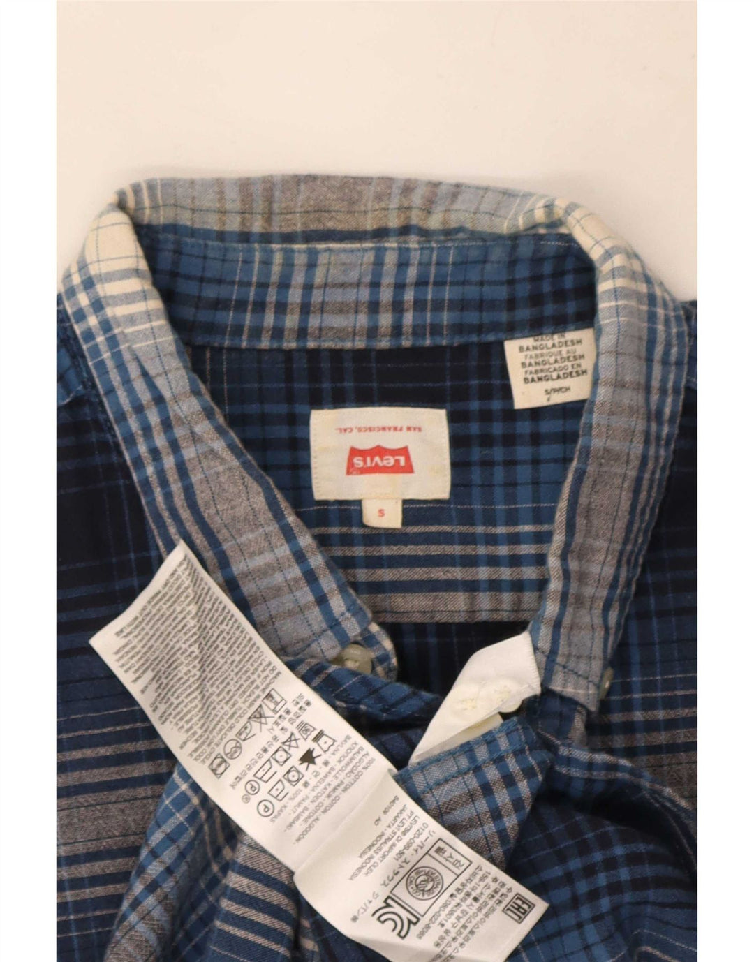 Camicia a maniche corte da uomo Levi's in cotone a quadri blu piccolo