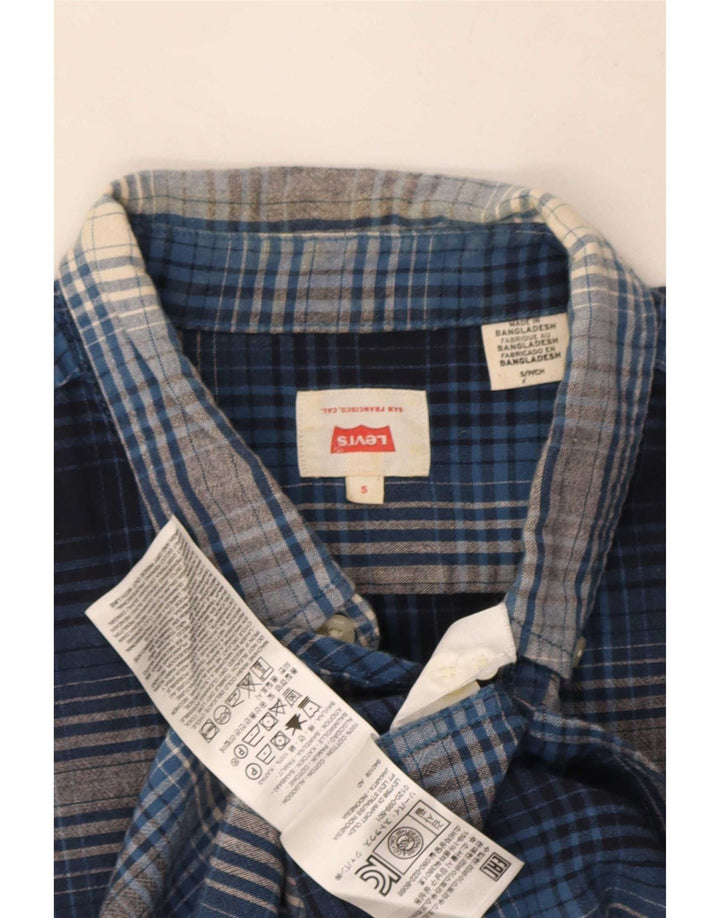 Camicia a maniche corte da uomo Levi's in cotone a quadri blu piccolo