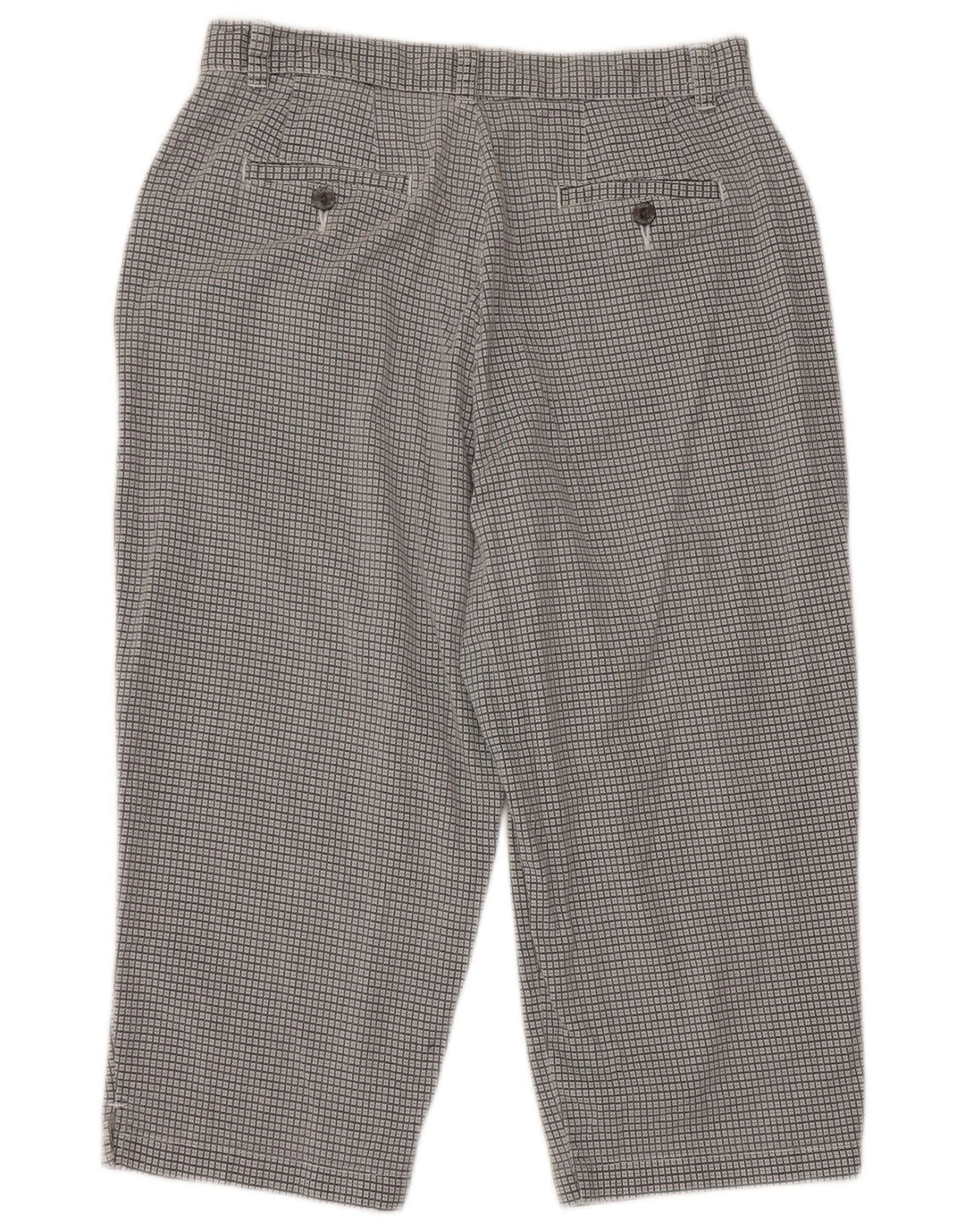 Pantaloni capri da donna a vita alta LEE US 12 Large W30 L19 cotone a quadri grigi