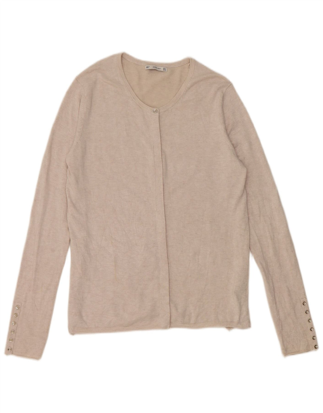 Maglione cardigan da donna Zara UK 14 grande viscosa beige