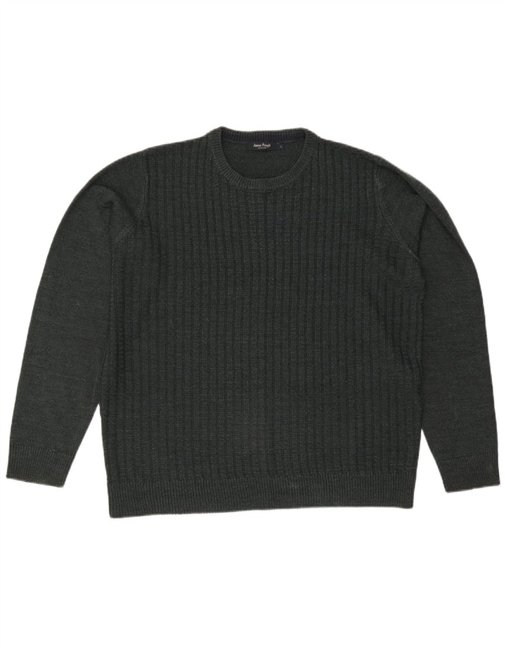 JAMES PRINGLE Maglione maglione girocollo da uomo grande acrilico verde