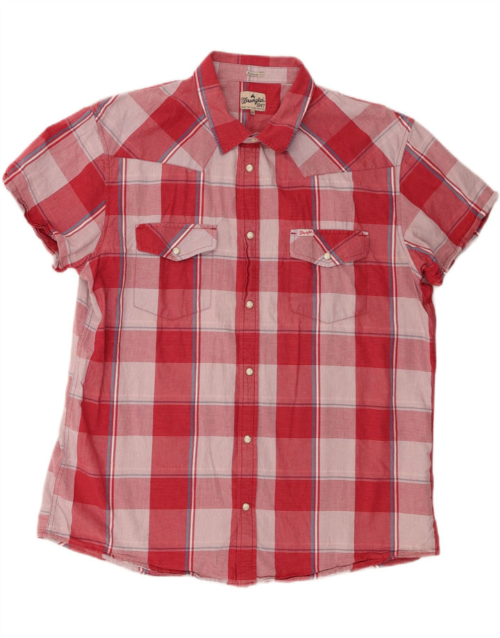 Camicia a maniche corte vestibilità regolare da uomo WRANGLER 3XL cotone a quadri rosa