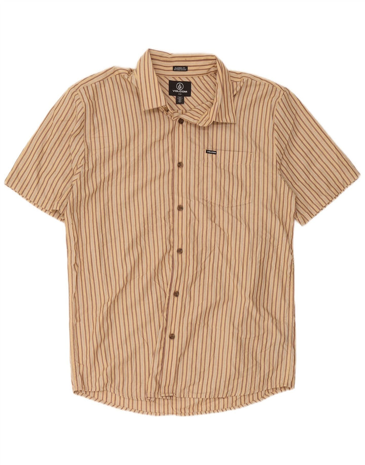 Camicia da uomo Volcom a maniche corte dal taglio classico Poliestere a righe beige medio