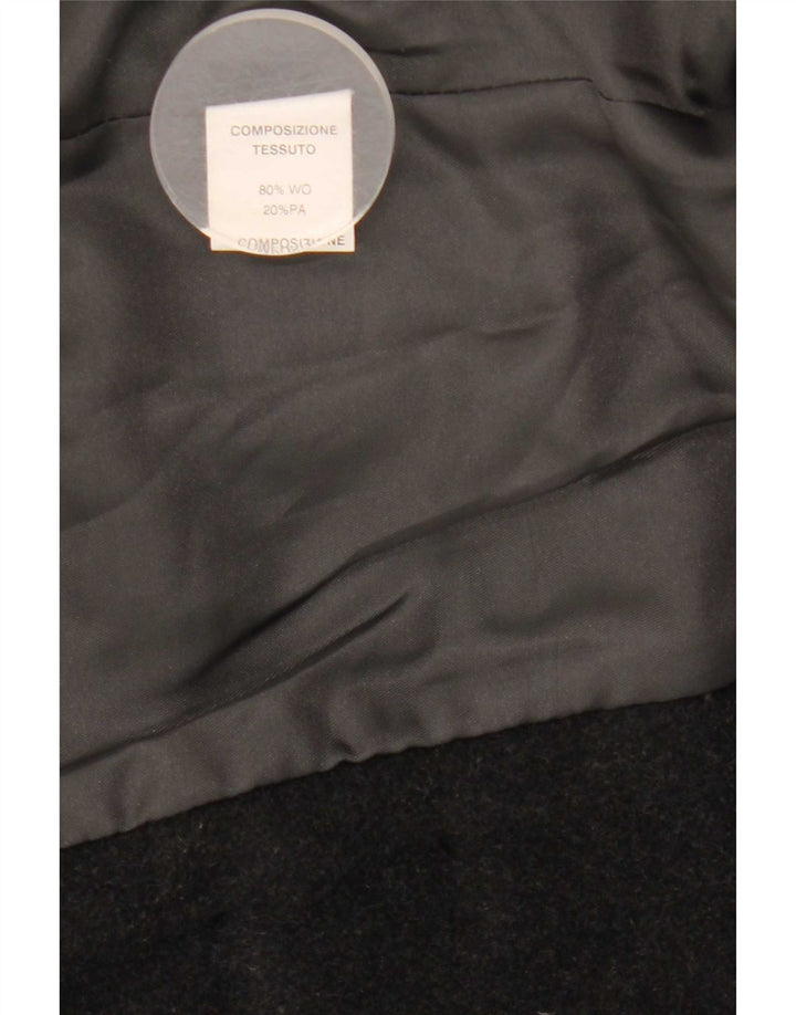 Cappotto doppiopetto vintage da donna IT 42 in lana grigio medio
