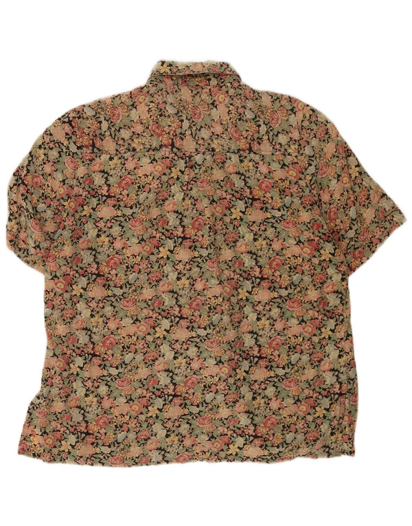 Camicia a maniche corte da donna vintage UK 18 XL floreale multicolore