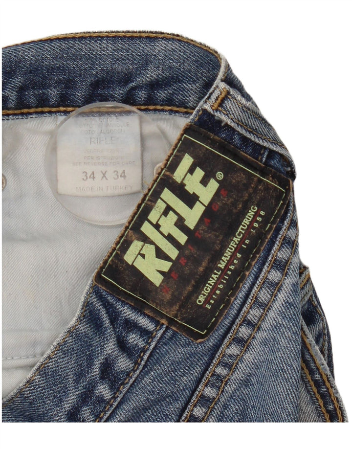 Jeans dritti da uomo Rifle W34 L34 in cotone blu