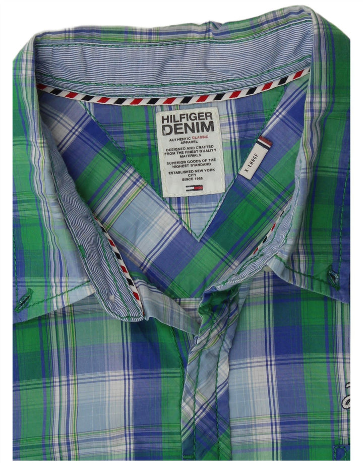 Camicia da uomo Tommy Hilfiger XL in cotone a quadri verdi
