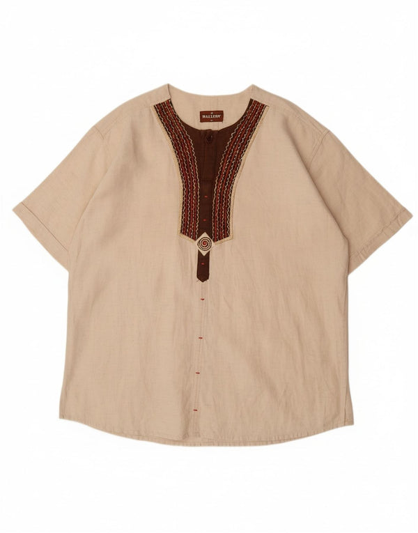 Camicia pullover a maniche corte da uomo VINTAGE XL Beige Colourblock