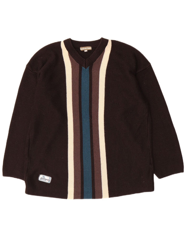 Maglione da uomo con scollo a V Earthbound 2XL Colore nero a blocchi