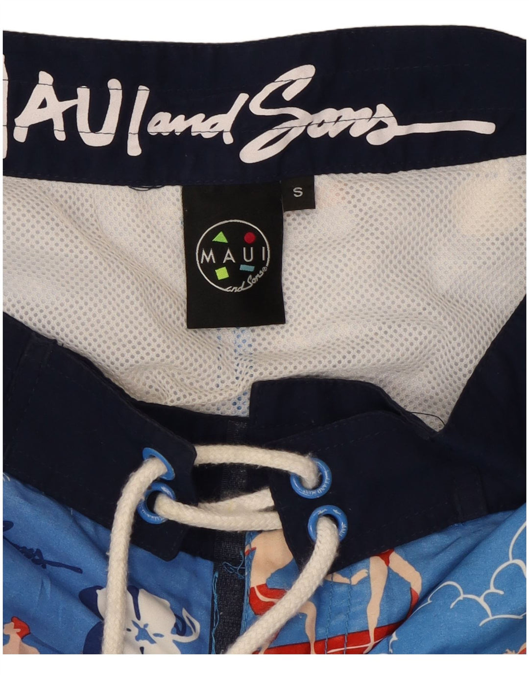 Pantaloncini da bagno grafici da uomo Maui and Sons piccoli in poliestere floreale blu