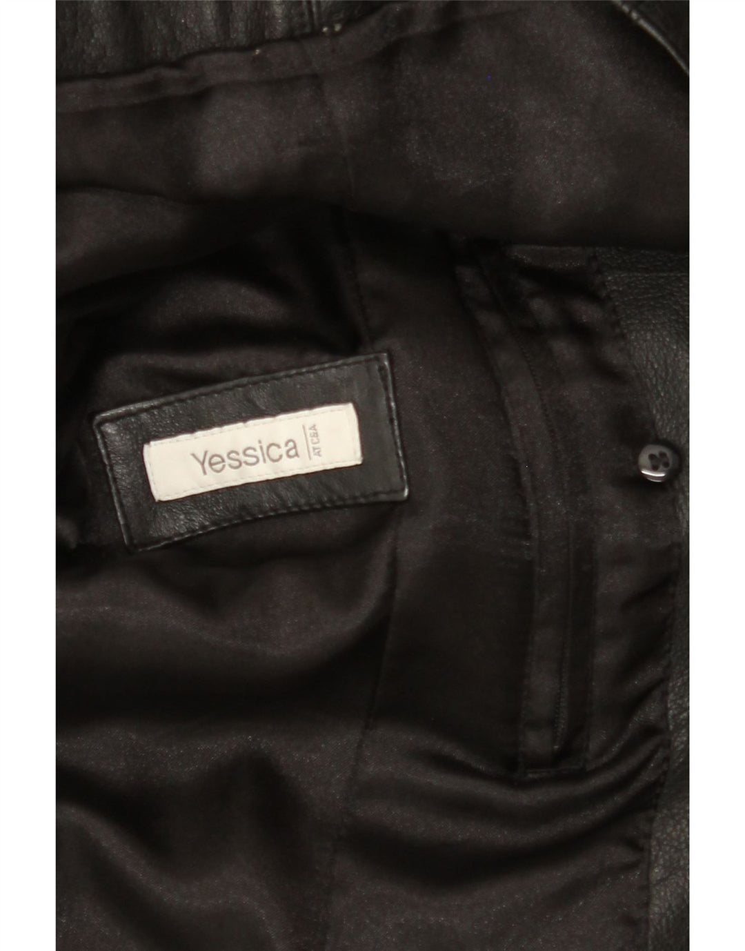 YESSICA Womens Double Breasted Leather Jacket EU 44 XL Black Leather Vintage Yessica and Second-Hand Yessica from Messina Hembry 