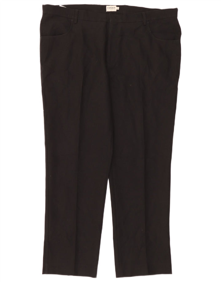 Pantaloni casual da uomo dal taglio classico Farah W42 L29 poliestere nero