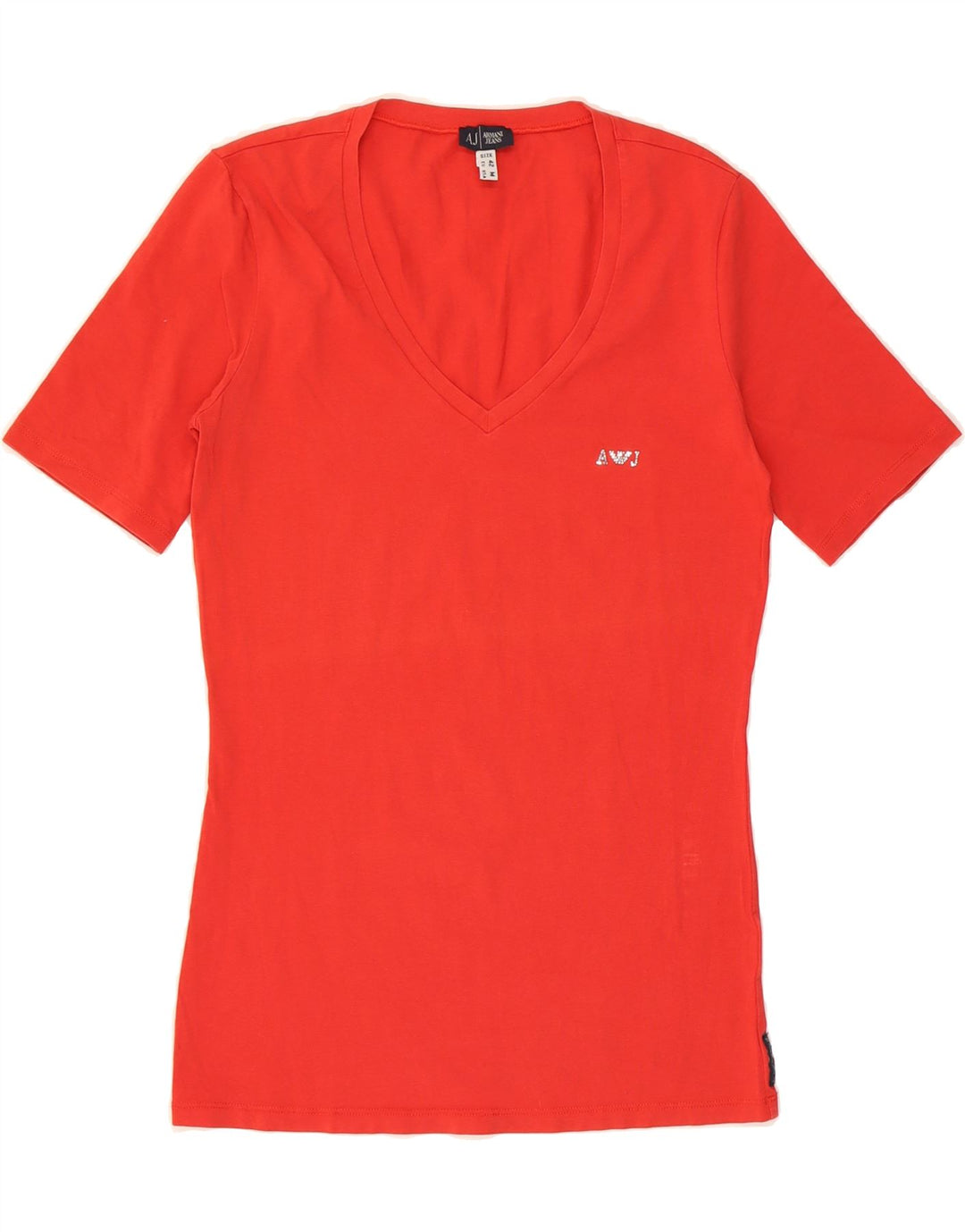 ARMANI JEANS Womens T-Shirt Top UK 12 Medium Red Vintage Armani Jeans and Second-Hand Armani Jeans from Messina Hembry 