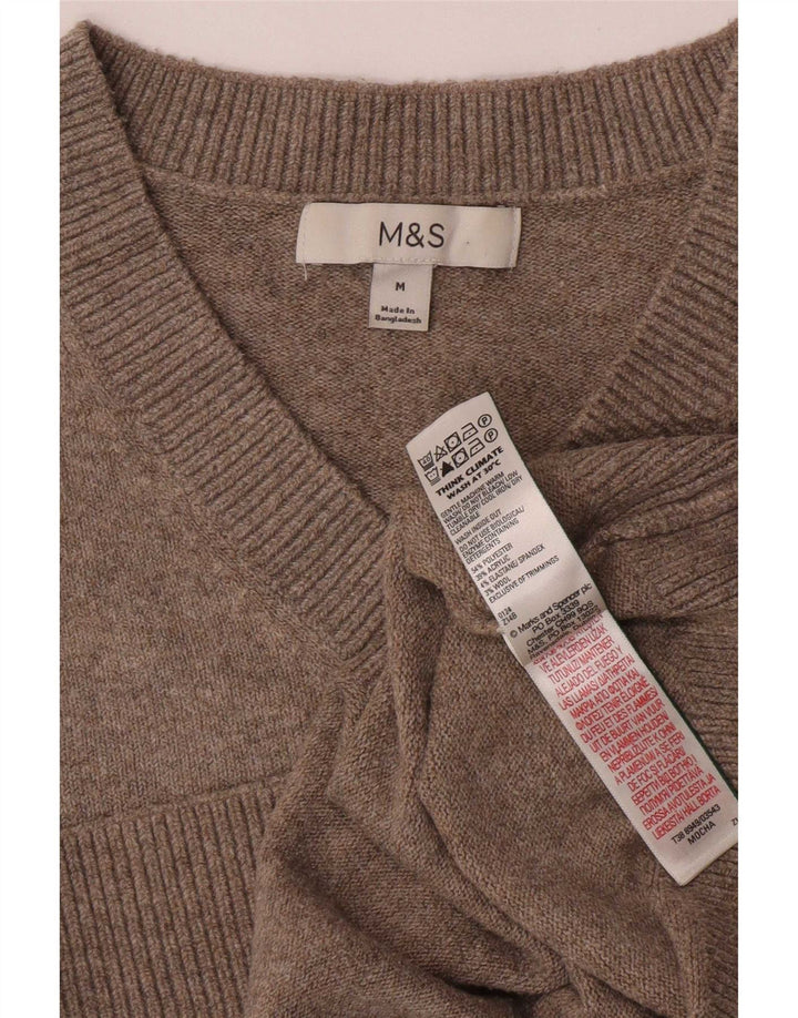 Maglione con scollo a V da donna Marks & Spencer UK 14 Poliestere grigio medio
