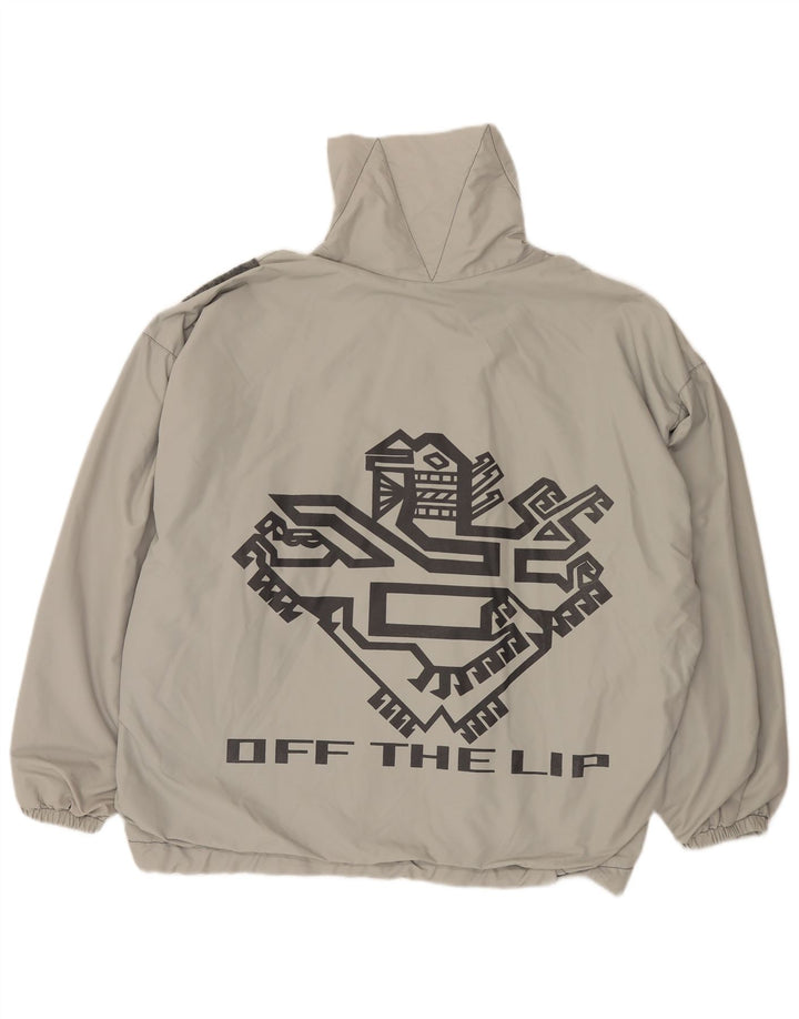 Giubbotto bomber oversize con grafica vintage da uomo UK 40 grande in poliammide grigio