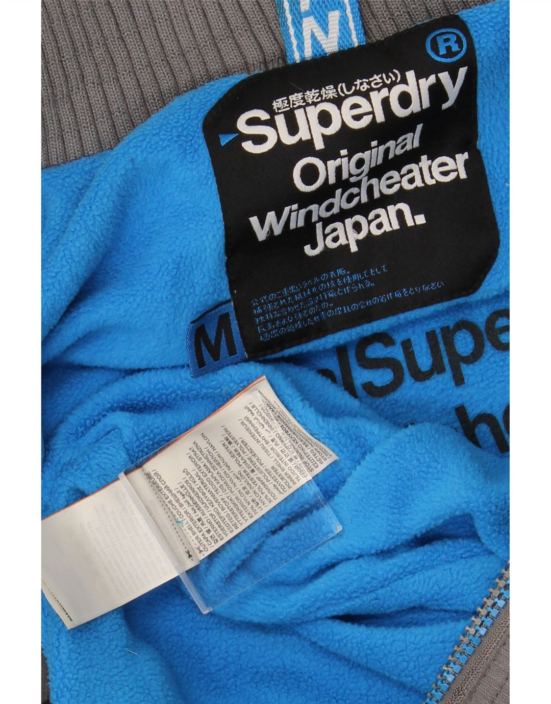 Giacca a vento da uomo SUPERDRY Windcheater UK 38 Nylon grigio medio