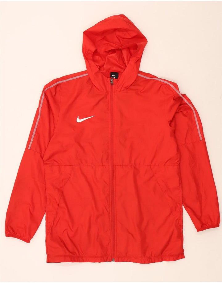 NIKE Mens Graphic Hooded Rain Jacket UK 40 Large Red Polyester Vintage Nike and Second-Hand Nike from Messina Hembry 