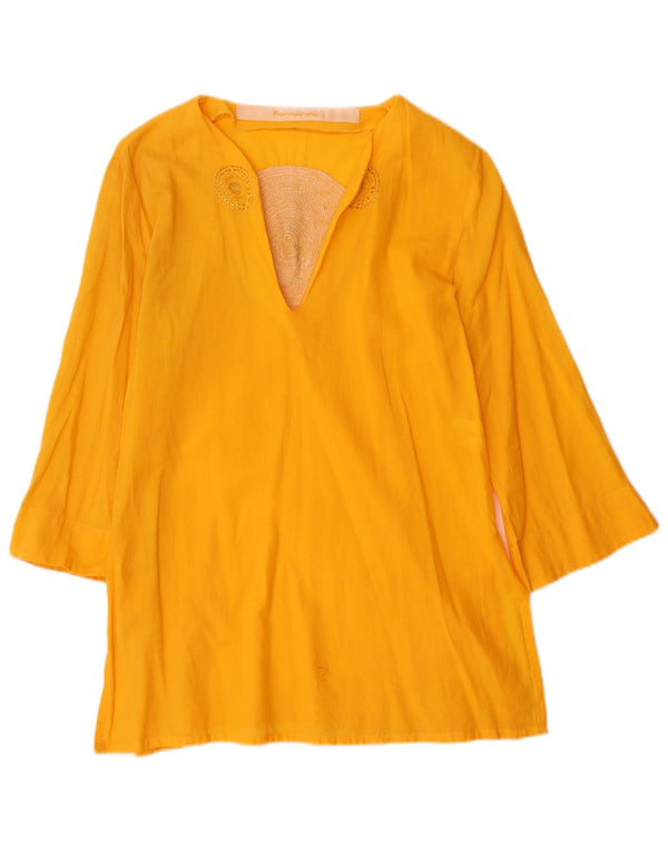 Top tunica da donna con maniche a 3/4 Fornarina UK 14 grande cotone giallo