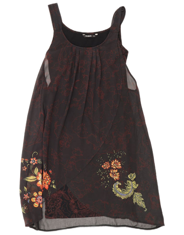 Abito tunica senza maniche da donna Desigual EU 38 medio nero floreale bohémien