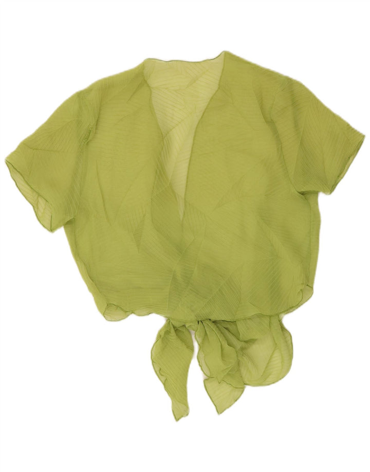 Cravatta frontale corta da donna vintage trasparente Top UK 14 a righe verdi medie