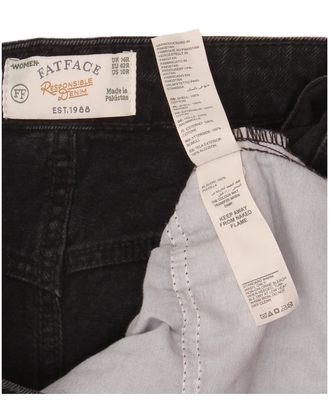 Gonna di jeans da donna Fat Face UK 14 grande W34 cotone nero
