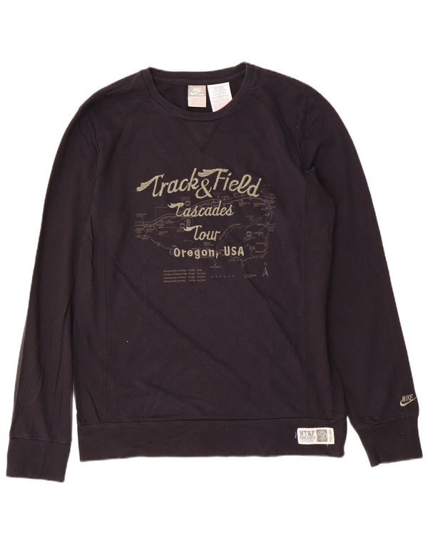 Felpa grafica da uomo NIKE Maglione UK 42/44 Grande cotone nero