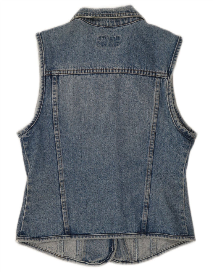Gilet in denim vintage da donna UK 12 in cotone blu medio
