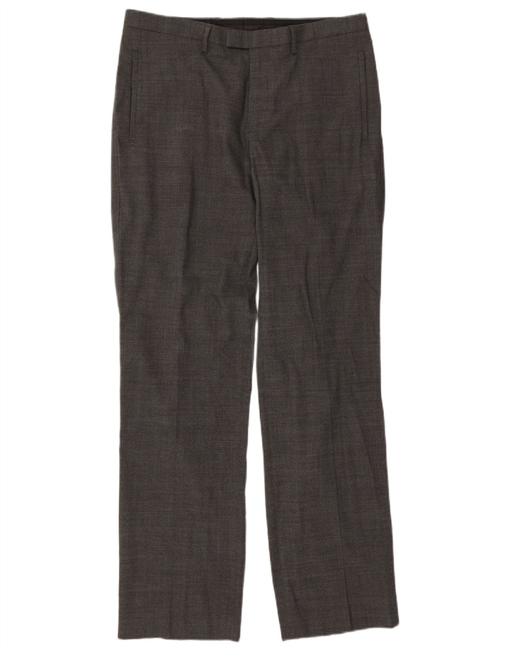 Pantaloni da abito dritti autografi da uomo Marks & Spencer W34 L33 in lana grigia
