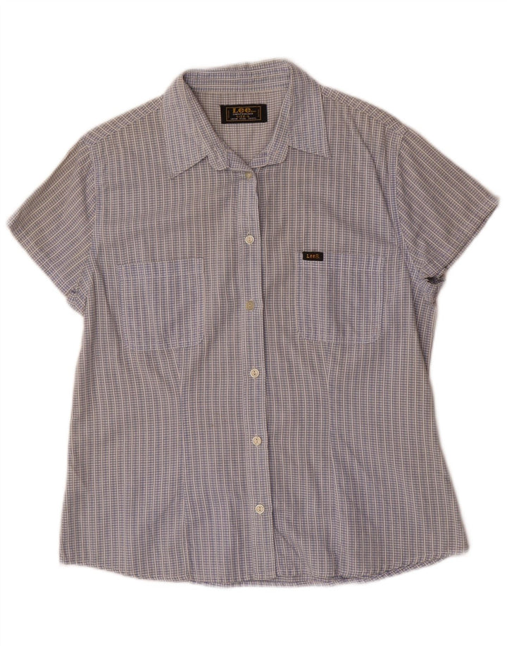 Camicia a maniche corte da donna Lee UK 14 Cotone a quadri grandi blu