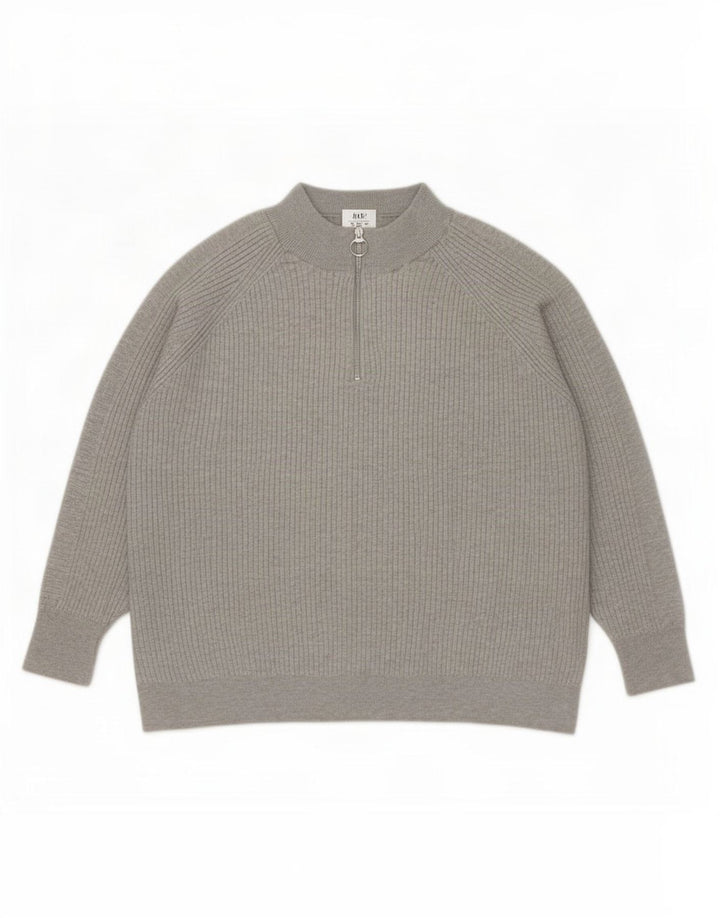 Maglione maglione oversize con zip e collo da donna Marks & Spencer UK 18 XL Grigio