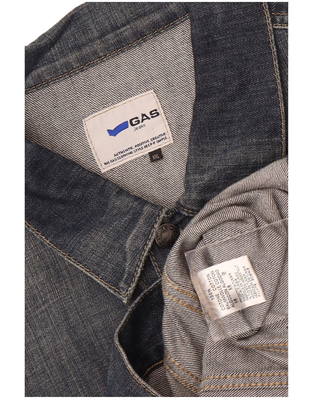 Giacca di jeans da uomo Gas UK 44 2XL Cotone blu navy