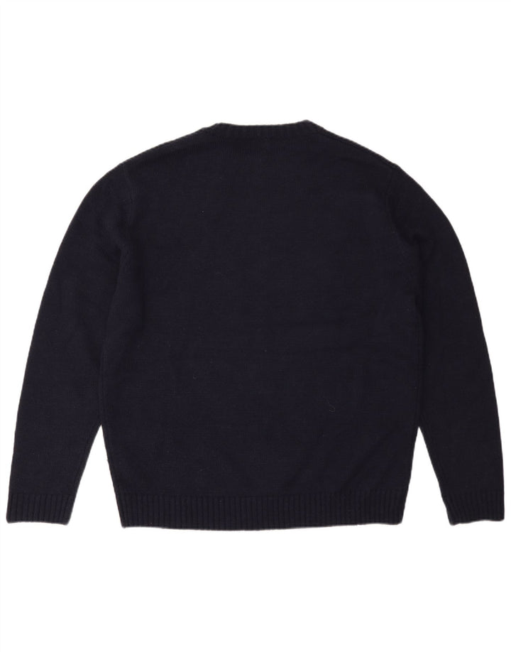 Maglione maglione girocollo da uomo Zara grande in acrilico blu navy