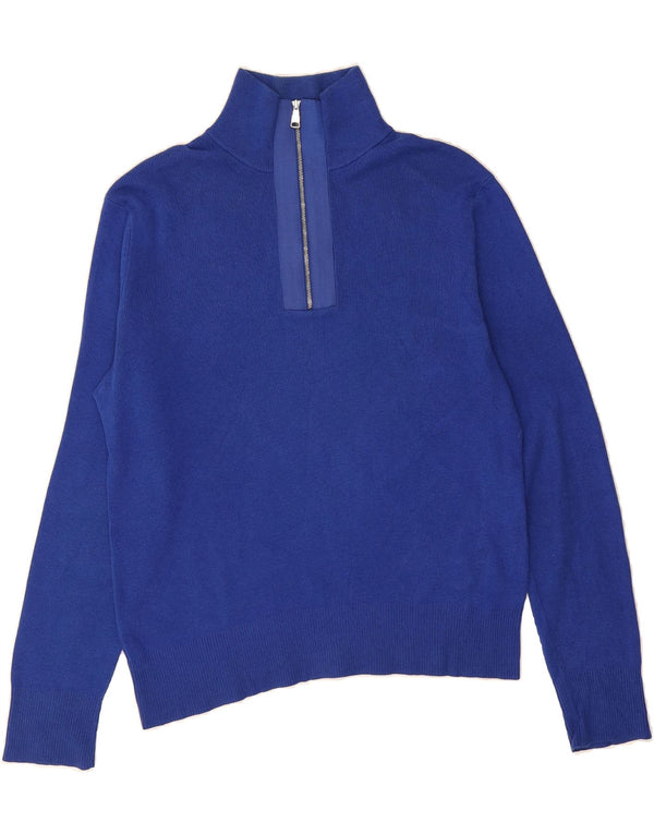 BANANA REPUBLIC Mens Zip Neck Jumper Sweater Small Blue Cotton