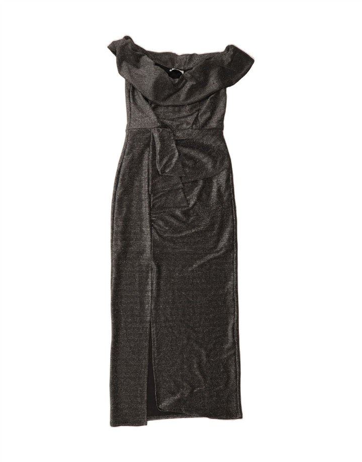 QUIZ Womens Off Shoulder Maxi Dress UK 12 Medium Silver Polyester Vintage Quiz and Second-Hand Quiz from Messina Hembry 