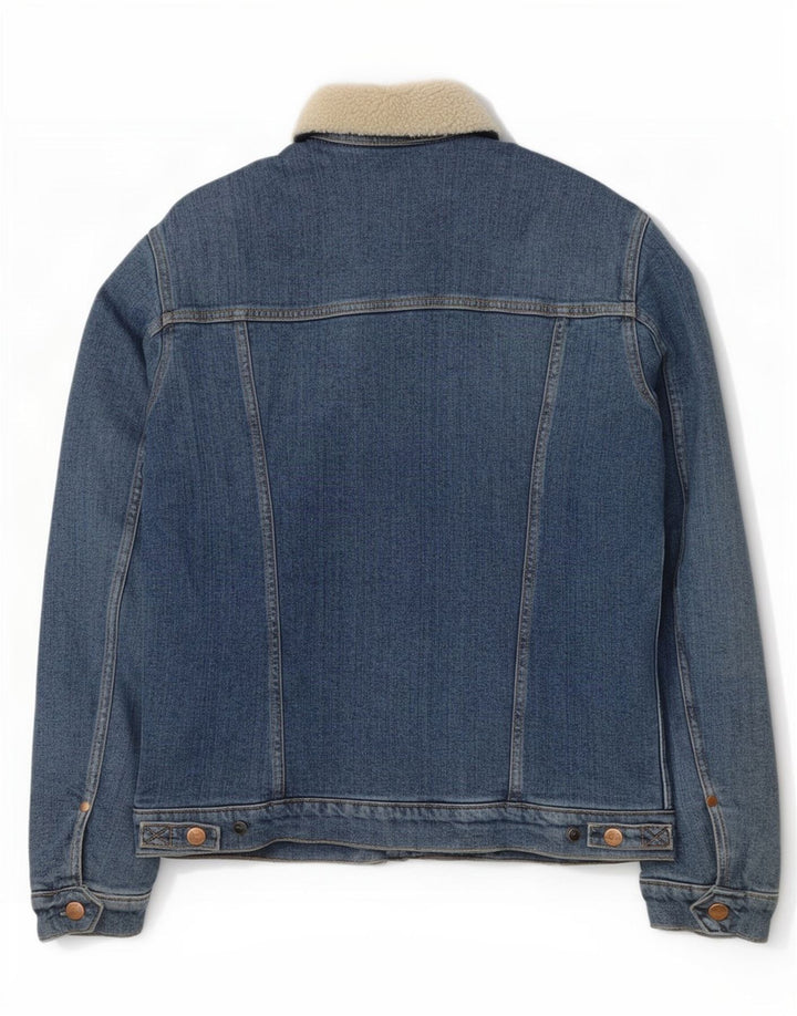 Giacca da uomo in denim sherpa Wrangler UK 36 piccolo cotone blu