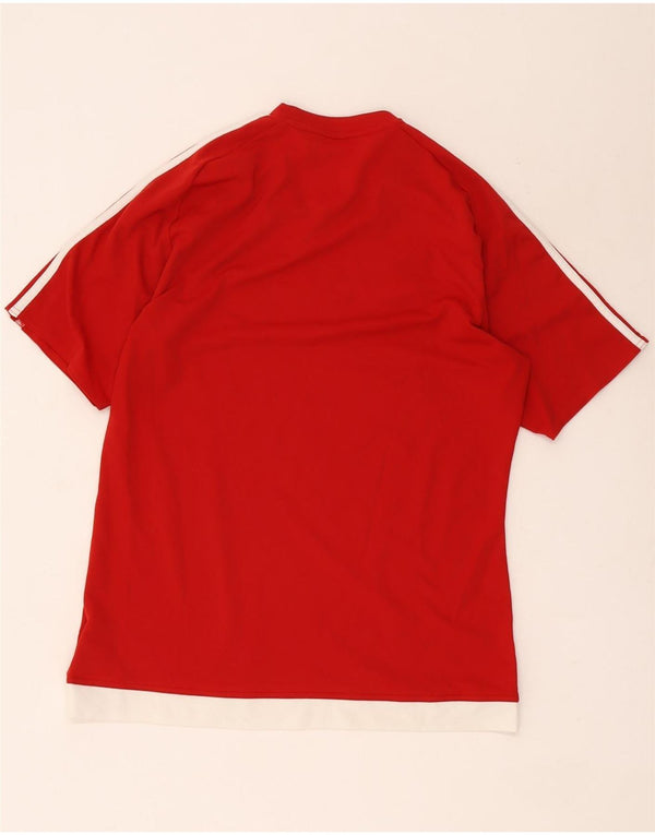 Adidas Mens Climalite T-Shirt Top Medium Red Colourblock Polyester
