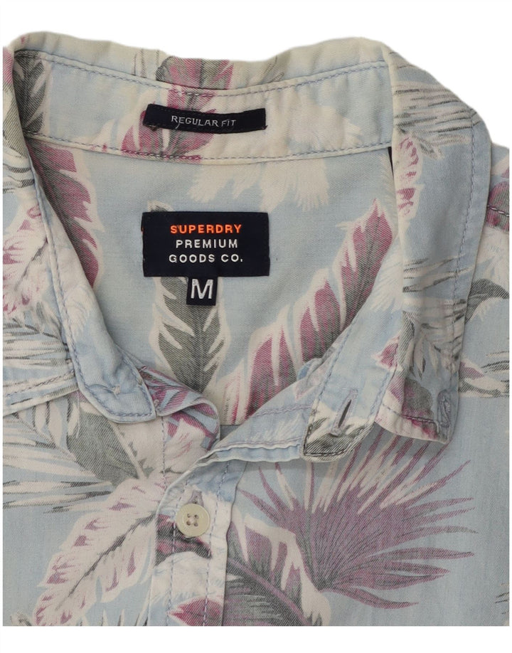 Camicia da uomo a maniche corte Regular Fit Superdry in cotone floreale blu medio